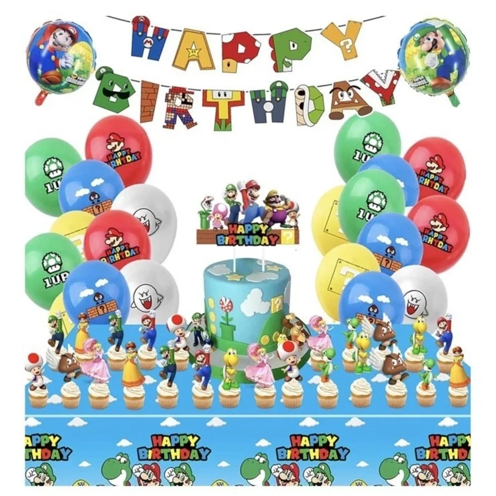 Super Mario Birthday Party Supplies,All in One Pack Mario Theme Party Supplies